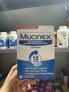 Viên bớt cơn ho có đàm tức ngực 12 giờ Mucinex 1200MG Expectorant 28 viên Mỹ