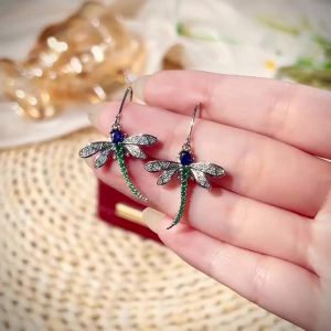 Huitan Chuồn Chuồn Mặt Dây Chuyền Bông Tai Nữ Rực Rỡ Zirconia Khối Tòn Ten Thả Bông Tai Thời Trang Côn Trùng Phụ Kiện Quà Tặng