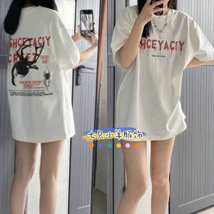 American Street Niche Style Spider Print Fashion Brand T-shirt Female 100 Heavy Weight Pure Cotton Trendy Cool Ins Loose Short Sleeve T-shirt Men