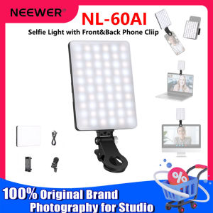 NEEWER NL-60AI Selfie Light with Front & Back Phone Clip High Power 60 LED 2000mAh Rechargeable CRI 95+ 3 Modes Light for Tablet/Laptop