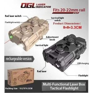 PEQ15 OGL Multi-Functional Box Tactical Flashlight fits 20mm rail for toy hunting Wargames low-cost cosplay & indicator.