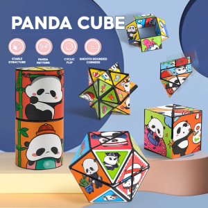 Magic Cube For Adults & Kids Cute Panda Puzzle Infinite Flipping Folding Geometric Cube Stress Relief Decompression Toy Birthday Christmas Gift