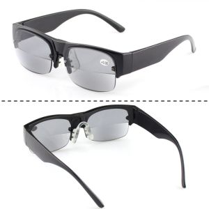 Kính Đọc Sách Hai Tròng Dành Cho Người Bị Viễn Thị Cho Nam Và Nữ Độ Từ +100 Đến +400 Ống Kính Tráng Gương Màu Xám Khung Hình Chữ Nhật Kính Râm Giải Trí