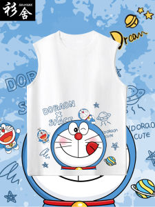 NASA Collaborative Astronaut Doraemon Machine Cat Sleeveless T-Shirt Mens Student Pure Cotton Vest Cool Summer Top