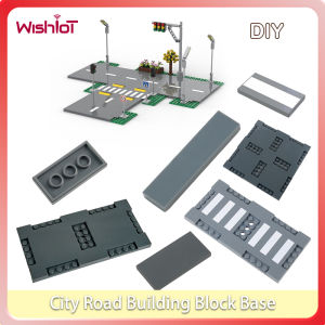 City Road Street Base Board Building Blocks Crossroad Small Pedestrian Crossing Plate Bricks DIY Assembled Puzzle Children Toys