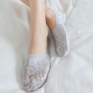 Japanese Style Lace Boat Socks Women Pure Cotton Silicone Anti-slip Invisible Summer Thin No Slip Flop Shoes Bed Socks Covers