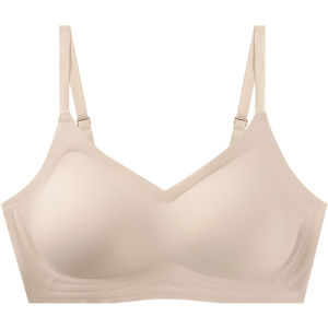 AIMO | aimo Seamless Thin Womens Bra Prevents Sagging Jelly Strip Design No Underwire V-Neck Style Nylon Material Youthful Spring Collection