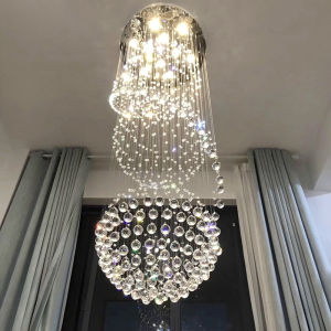 [Tricolor Changeable] 80CM European Style Crystal Pendant Light Luxury Led Light For Room Ceiling Light Modern Loft Chandelier Light