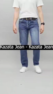 Quần jean nam ống đứng vải co giãn dáng slimfit ống đứng suông cao cấp Kazata ống 17-19cm