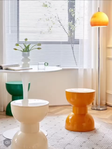 ●SG Stock● Hourglass Shaped Stool Plastic Modern Style Household Round Stool Waterproof Design Multipurpose for Bathroom and Fitting Room Dressing Stool Dining Stool Coffee Table Sofa Side Table Bedside Table Shoe Stool Entrance Stool Plants Stand