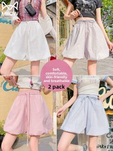 MiiOW | Cat Woman Summer Ice Silk Loose Fit Thin High Waist Shorts Lantern Pants Womens Fashion Plus Size Breathable Comfortable Shorts