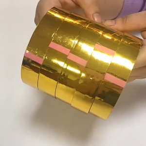 ​10-18mm x 50M Handmade Laser Tape/​Pelekat Balang Pita Emas/Gold Silver Shiny Wrapping/Wedding Gift Box Decoration