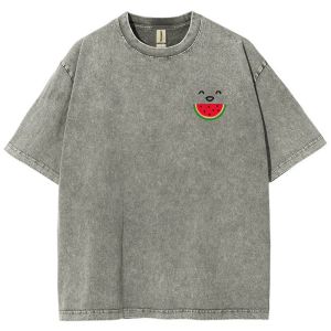 Cartoon Watermelon Printed T-Shirt Casual Top Short Sleeve Minimalist Style Comfortable And Fresh 2025