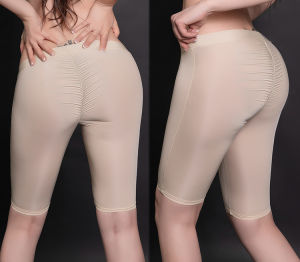 Glowing Smooth Yoga Pants Womens Bubble Butt Liquid Pants Oil Shiny Gym Beautifying Tight Pants Elastic Waist Short Trousers
