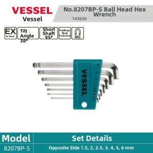 Vessel | Extended Ball Head Hard Magnetic Hex Key Set