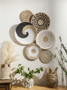 1/6 ชิ้น Boho มือทอผนังตะกร้าแขวนบ้านตกแต่ง Rustic Wall ตะกร้าตกแต่งของขวัญศิลปะสําหรับห้องครัวบ้านไร่ห้องนั่งเล่น