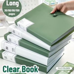 Clear Book Long File Folder Organizer Long Display Book 30/60/80/100Pockets Presentation Book Art Portfolio Large Capacity Document Organizer