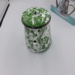 HATAYASHOP - Teko Enamel Blirik Dengan Motif Cendol - Teko Burik Jadul Anti Karat