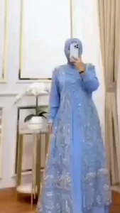 Alana Dress Mewah Outer Brokat Wanita Muslim Lebaran Remaja Dewasa Viral 2025 Model Terbaru Gamis Kondangan Simple Elegan Mix Tille Garden Aplikasi Payet