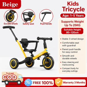 Beige Bike For Kids stroller bike for baby Baby 3-in-1 bicycle for kids Multifunctional Tricycle