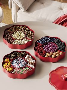 New Year Wedding Home Use Candy Box Living Room Tea Table Nut Snack Display Storage Box Pure Color Plastic Fruit Tray