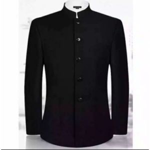 jasko Mandarin pria dewasa lengan panjang motif polos warna putih hitam abu-abu merah nevy