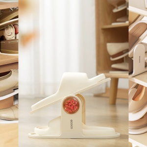 ECOCO Shoe Holder (2pcs) - Rak sepatu double layer untuk penyimpanan sepatu lemari sepatu yang dapat disesuaikan rak sepatu partisi berlapis braket sepatu