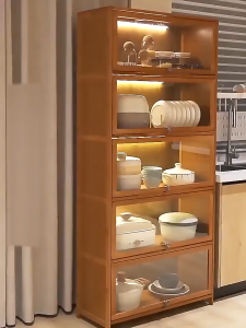 HomeVerve โปร่งใส ตู้กระจก ตู้เก็บของ ตู้โชว์กระจก ตู้โชว์โมเดล ตู้โชว์สินค้า ทำโดยไม้ไผ่ธรรมชาติ ทนทาน ของสะสม กันฝุ่นกันความชื้น