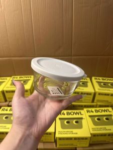 Easy Open Seal Glass Storage Jar Mini Fridge Fruit Milkshake Cooling Preservation Box round Shape Large Capacity 3500ml