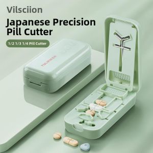 MONLEYTA | Precision Japanese Medicine Splitter Tablet Grinder Box Half One Third Fourth Drug Dosing Device Plastic Medicine Splitter