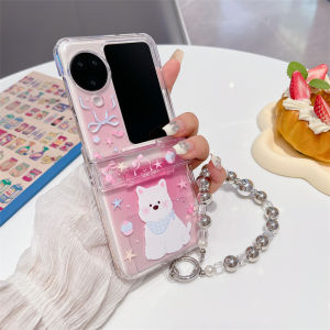 Ins Style Scarf Patterned Flip Phone Case for OPPO Find N3 Flip Foldable Screen Full Protection Creative Cartoon Womens Model