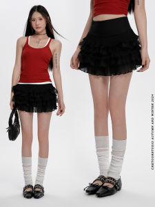 Váy Ngắn Chữ a Cạp Cao Màu Đen Ren Viền Xếp Ly Cho Nữ Mùa Hè Phong Cách Mới Váy Ngắn Mát Mẻ Ngọt Ngào Gợi Cảm Váy Ngắn