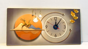 (ẢNH CHỤP) Tranh đồng hồ tráng gương huơu vàng cách điệu hiện đại nhiều mẫu mới nhất