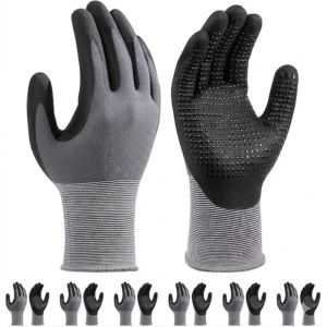 MicroFoam Nitrile Coated Work Gloves Durable Seamless Knit Nylon Safety Gloves with Enhanced Grip for Men Auto Mechanic Assembly