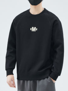 Mens round Neck Fleece Lined Sweatshirt Casual Base Layer Shirt Loose Fit Spring Autumn Winter Fashion Print Cotton Polyester Blend