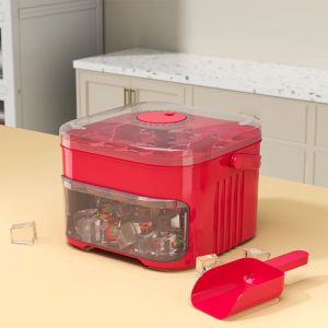 2-Layer Ice Cube Tray with Lid Large Capacity & Space-Saving Perfect for Small Freezers. Easy Make & Store.