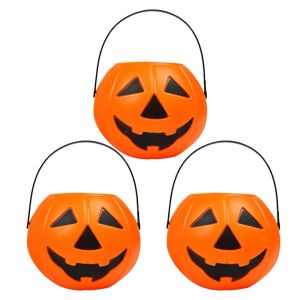 3pcs Halloween Pumpkin Candy Bucket Portable Jack O Lantern Candy Basket Supplies Pumpkin Pails with Halloween Party Favor