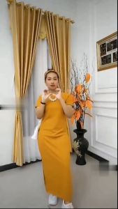 Nabila Dress Knit V-Neck / Dress Span Polos / Dress Lengan Pendek