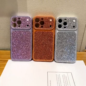 Luxury Shiny Mesh Glitter Rhinestone Anti-drop Phone Cover For iPhone 17 16 15 14 13 12 11 Pro Max