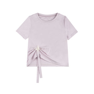 Slimming Waist T-shirt Round Neck Short Sleeve