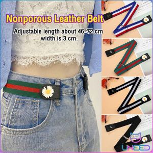 Need. Fashion Nonporous Square Buckle Versatile Wild Leather Canvas Material Invisible and Seamless Belt