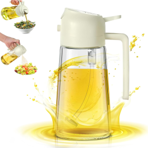 2 in 1 Oil Dispenser-Oil SprayerOil Sprayer for CookingFood-grade 470ML Glass Oil Sprayer and Dispenser for Kitchen Cooking