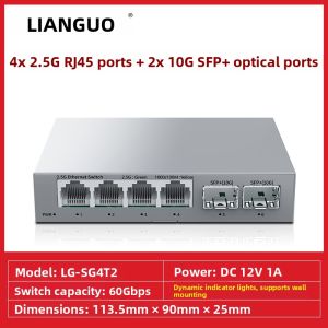 LIANGUO | Home and Surveillance Dedicated Non-Managed Ethernet Switch 4x2.5G 2x10G