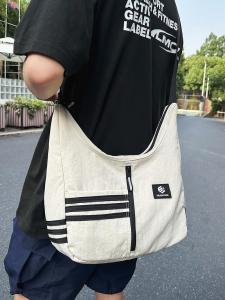 Neutral Commuter Bag 2024 New Style Large Capacity Messenger Bag Single Shoulder Backpack for Men And Women Casual Nylon Striped Pattern