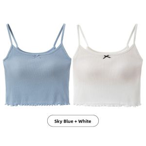 Miiow | Cat Lady Fashion Short Baring Belly Strap Top Women Summer No Bra Vest Underwear With Chest Pad Beautiful Backwear Outerwear