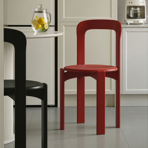 Red Vintage Designer Dining Chair Solid Wood