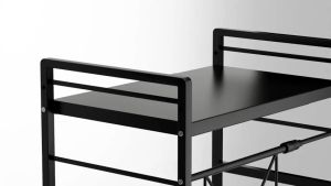 Metal Microwave Oven Rack Extendable And Height Adjustable Kitchen Shelf Carbon Steel Organizer JC ELise