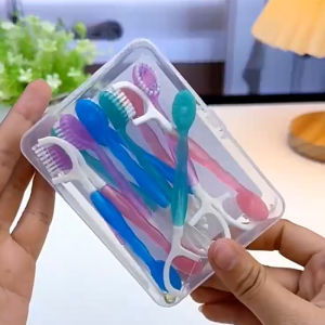 แปรงสีฟันแบบพกพา สำหรับผู้ใหญ่ ด้ามจับแบบพกพา ที่ขัดฟันแบบใช้แล้วทิ้ง พร้อมยาสีฟัน แปรงสีฟันแบบมินิ ชุดเดินทาง สำหรับผู้ใหญ่