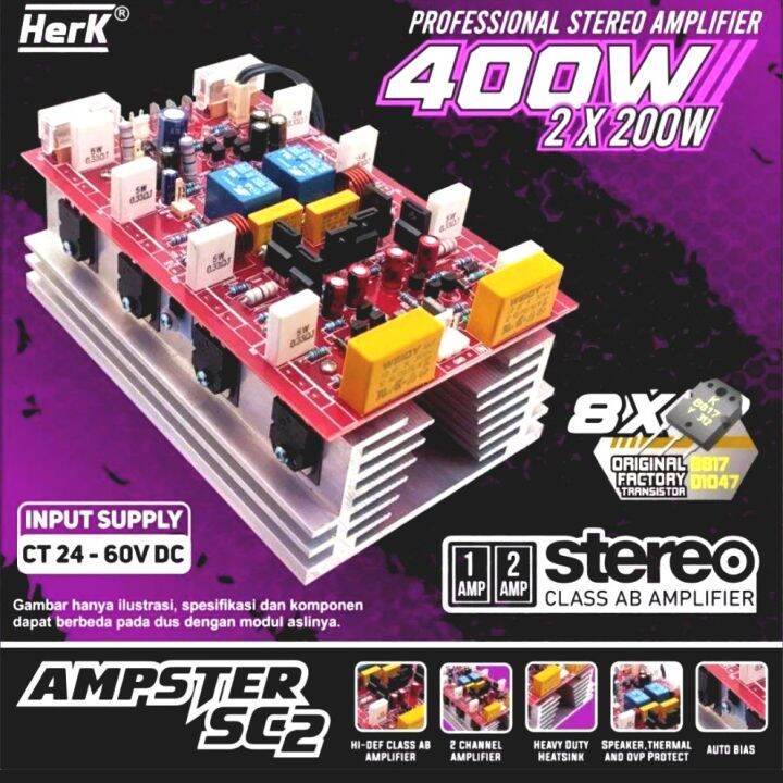 KIT POWER AMPLIFIER AMPSTER SC2 400W STEREO HERK | Lazada Indonesia