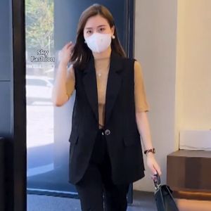 Slimming Mid-sleeve Suit Vest T-shirt Set Fashion